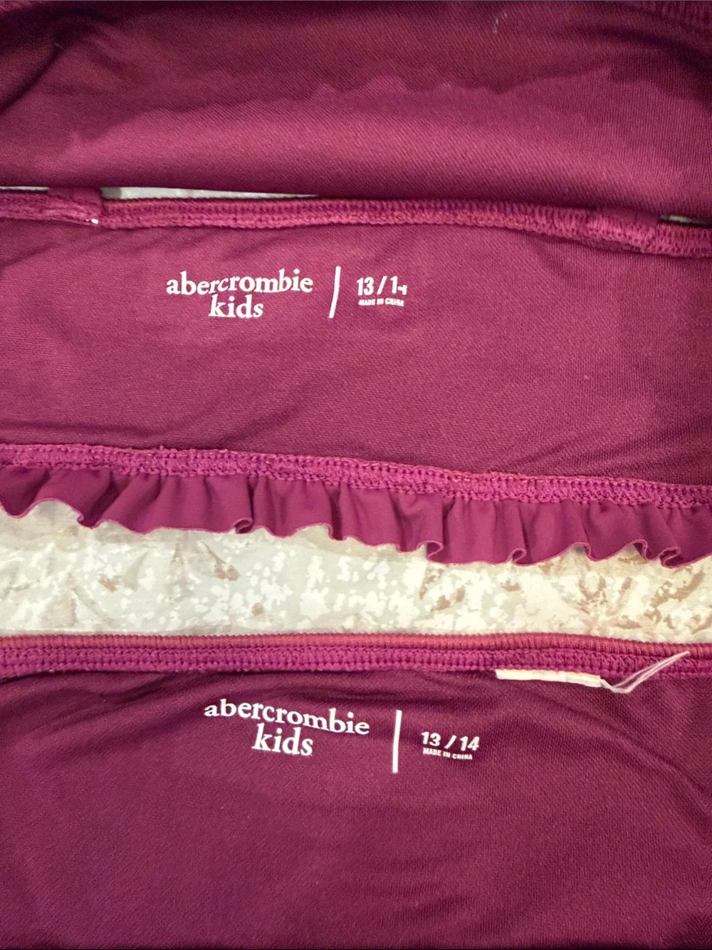 abercrombie kids Maroon Ruffle Trim Two-Piece Swim Set